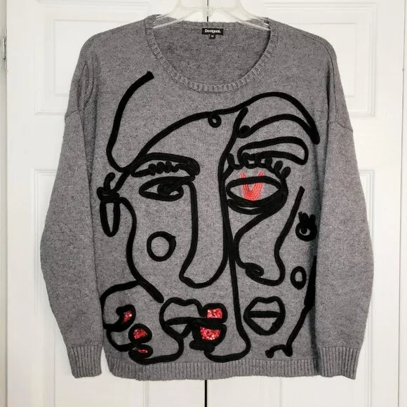 Desigual Boston Girl Abstract Sequin 3D Sweater - Picture 3 of 8